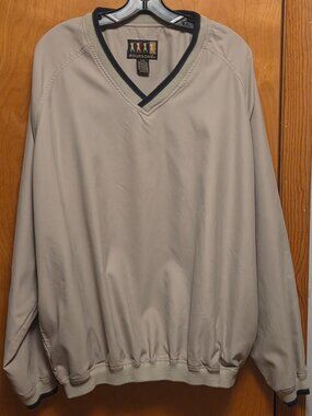 Vintage Foursome Golf Windshirt Mens Beige Lightweight Windbreaker Pockets Large